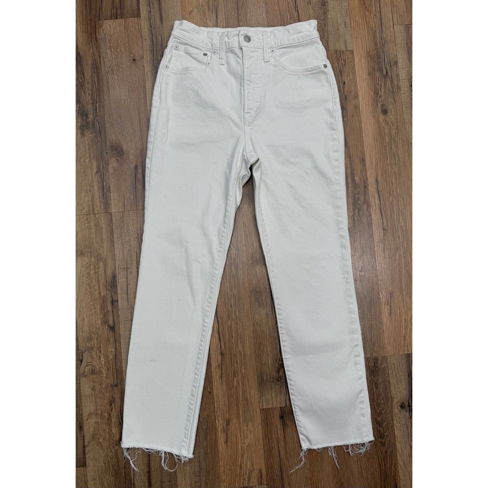 Madewell‎ Skinny Jeans White Raw Hem High Rise Size 25 - Picture 2 of 8